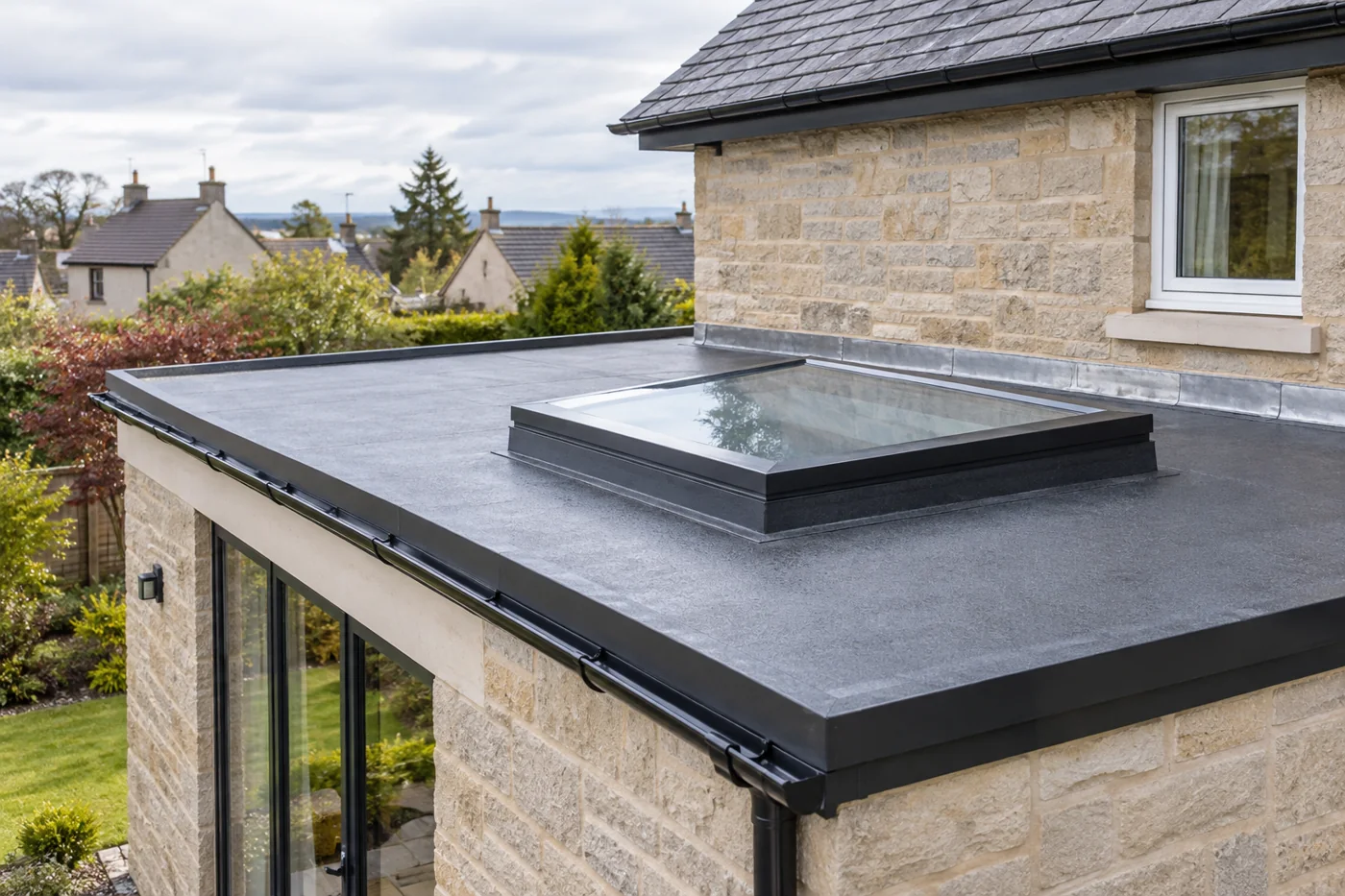Flat extension roof and rooflight
