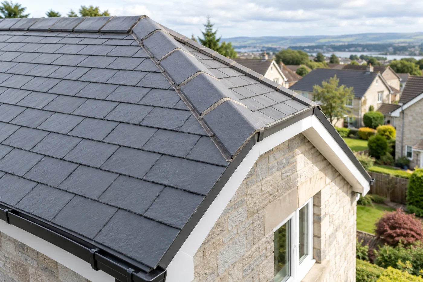 Pitched roof ridge or verge detail