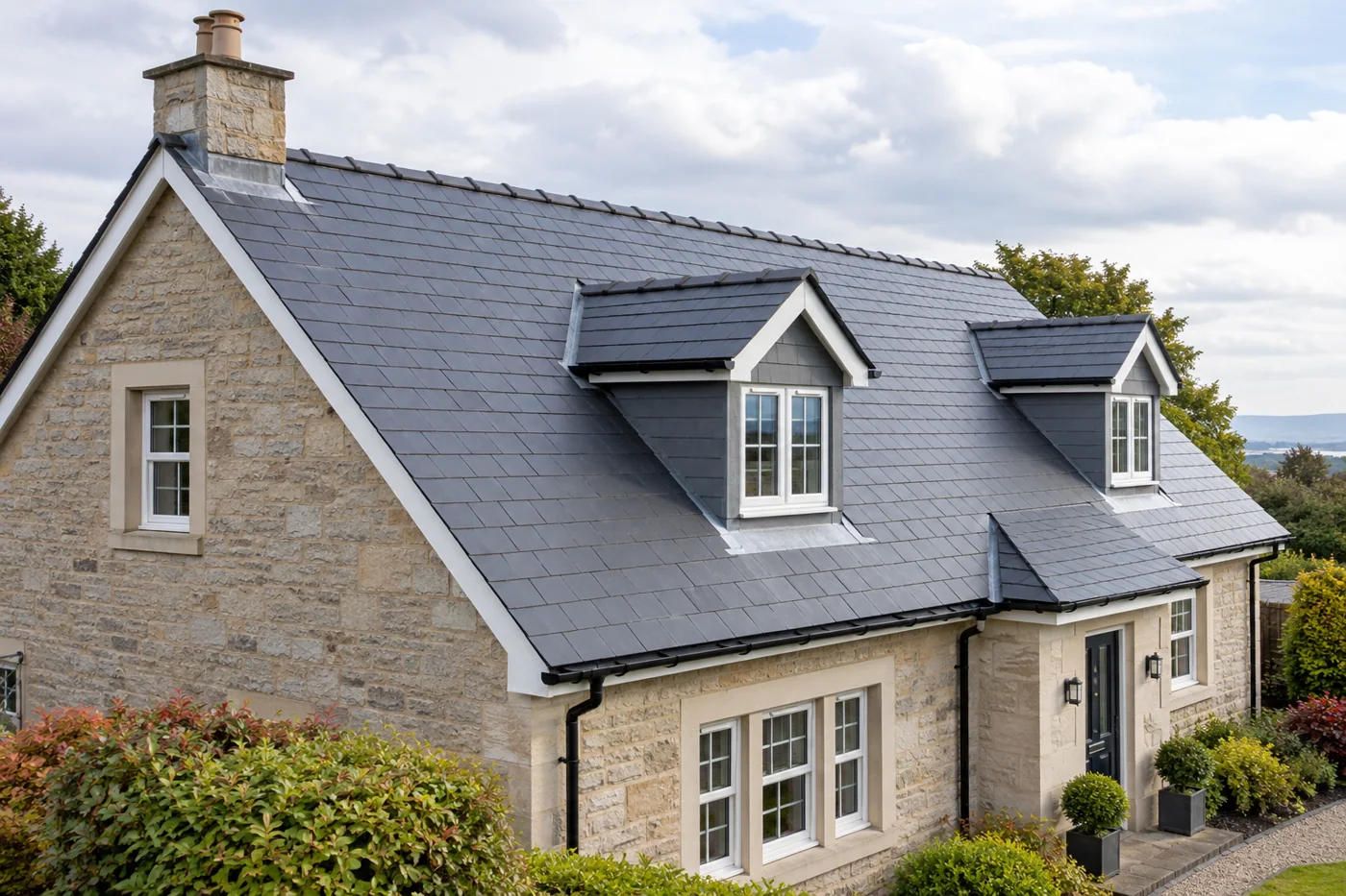 Natural slate roof and ridge