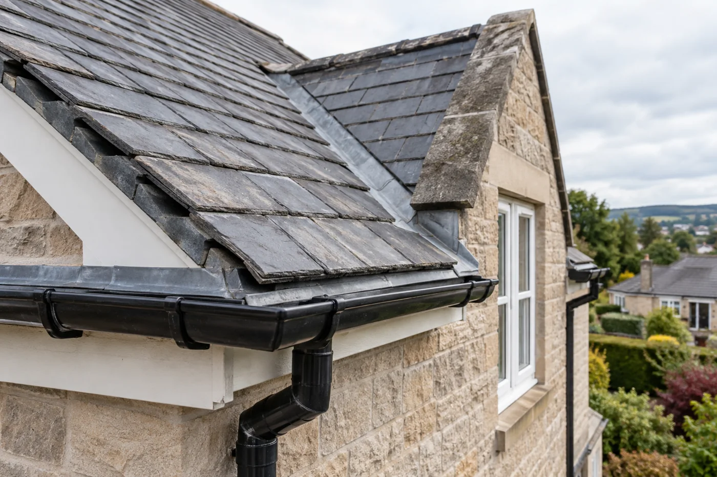 Roof covering, flashing and eaves condition detail